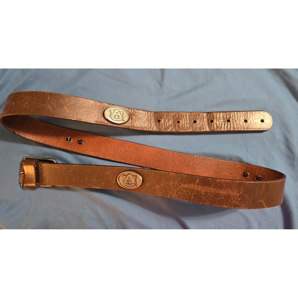 Auburn University Brown Full Grain Leather Belt Sz 44 Eagles Wings